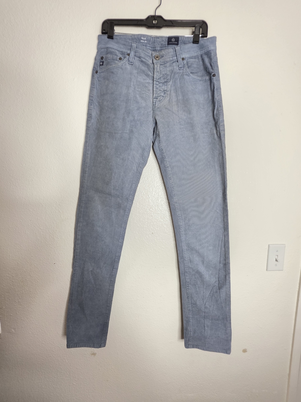 AG Adriano Goldschmied Tellis Modern Slim Light Wash Blue Corduroy Jeans Sz 30 - Picture 1 of 13